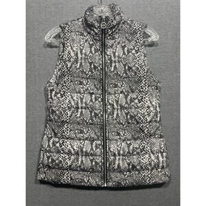 Michael Kors snake print quilted puffer vest in black and white size XS